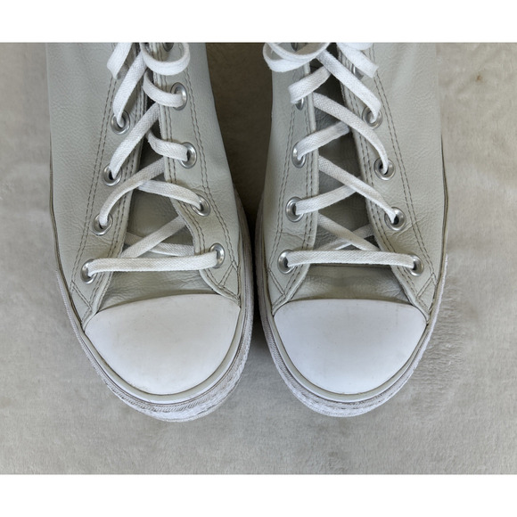 Converse Chuck Taylor All Star Lift High-top Platform Faux Leather Light Bone 10 - Picture 8 of 11